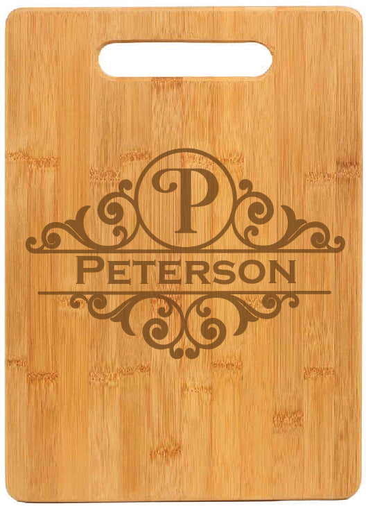 Bamboo Rectangle Cutting Board - Fancy Monogram