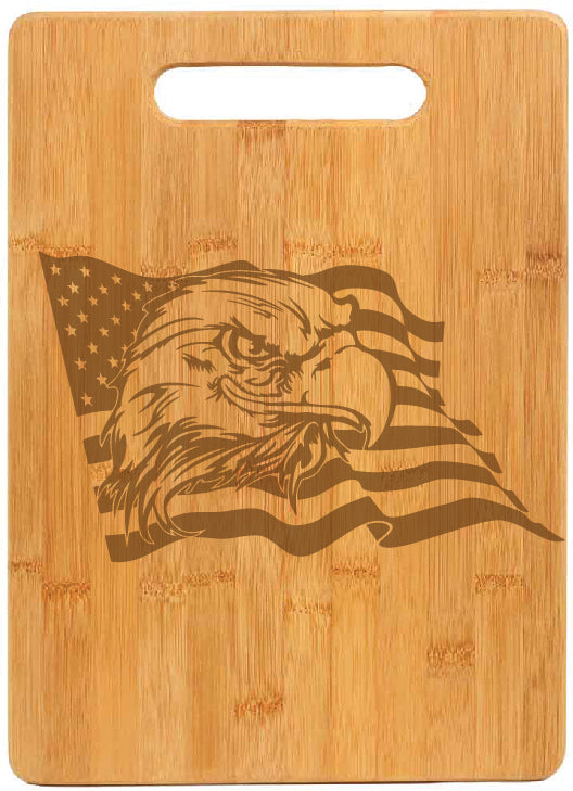 Bamboo Rectangle Cutting Board - Eagle and Flag