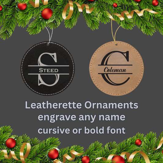 Leatherette Circle Monogram Ornament