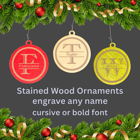 Laser Cut Wood Monogram Ornament
