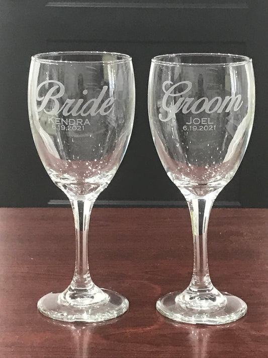 Bride & Groom Wine Glass Set