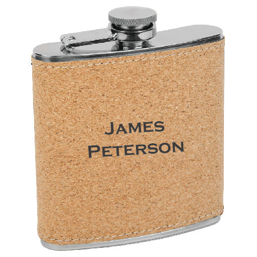 Leatherette Stainless Steel Flask - Custom Name/Text