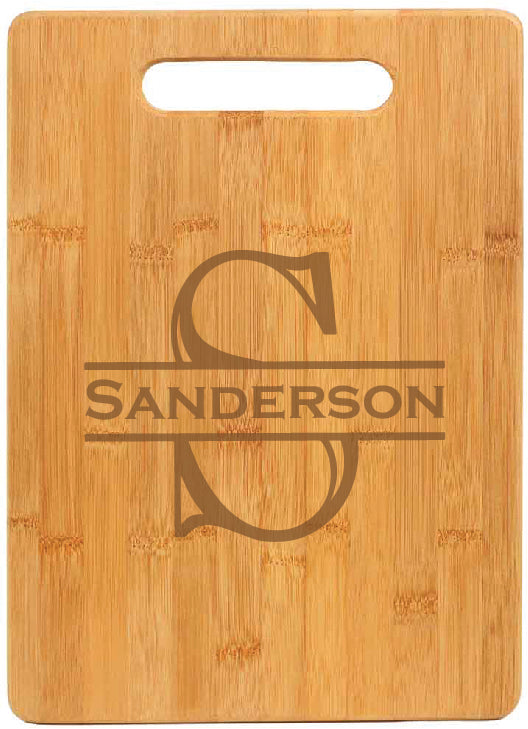 Bamboo Rectangle Cutting Board - Simple Monogram